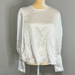 SHEIN Buttoned Cuff Lantern Sleeve Satin Top. - sz12